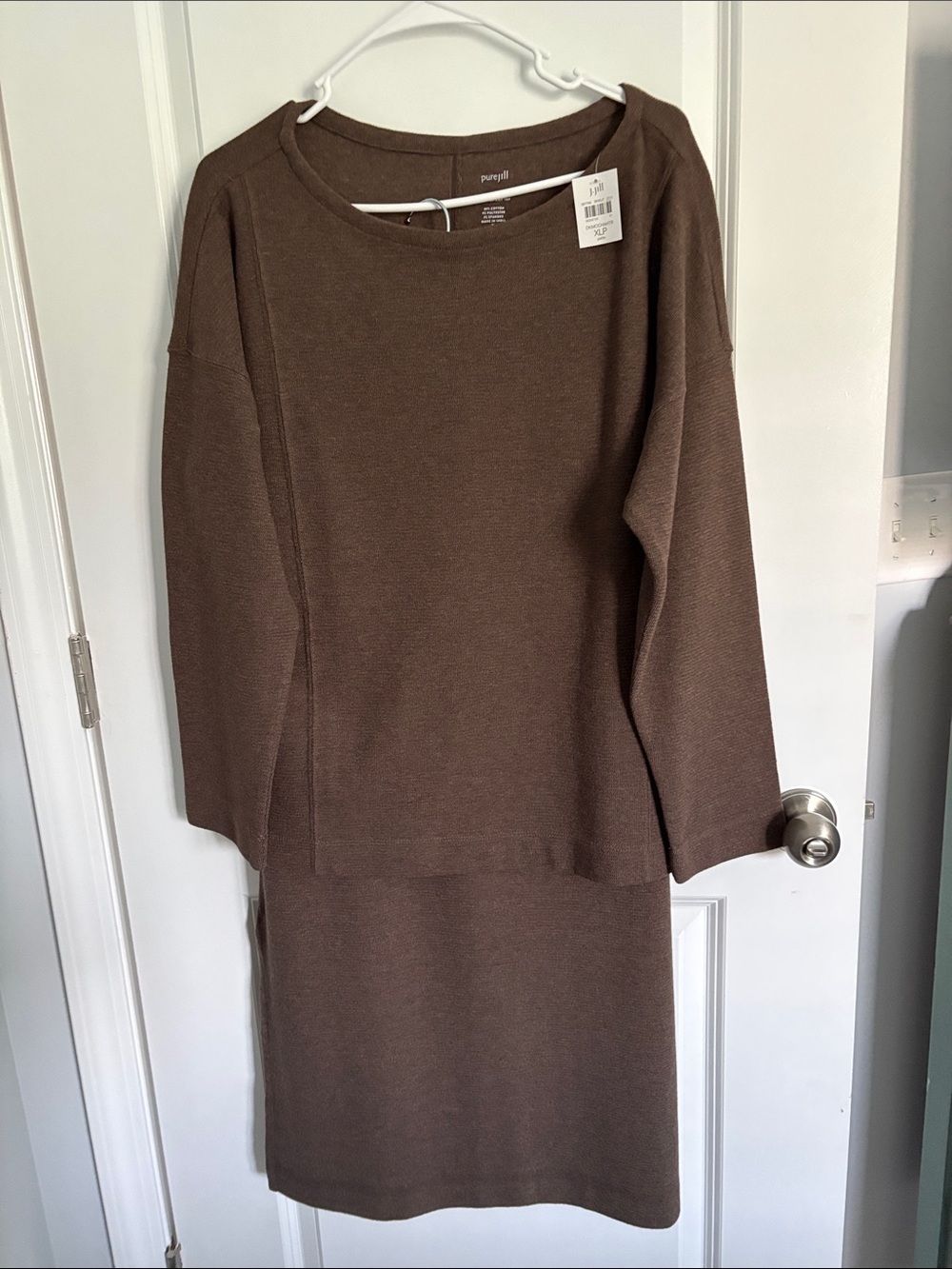 J. Jill Brown Long-Sleeve Knit Skirt and Top